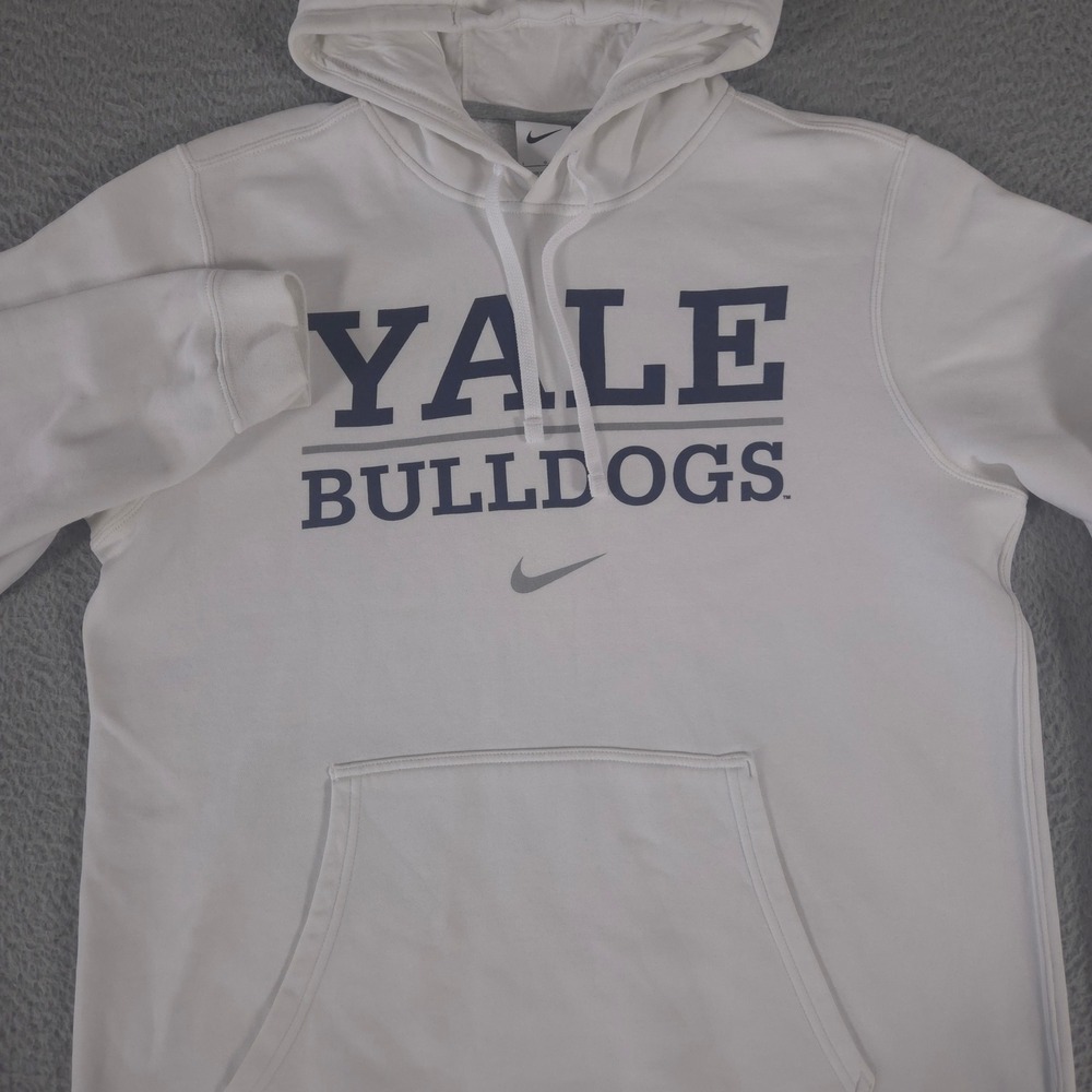Nike Hoodie Men Large White Club Fleece Pullover NCAA Yale Bulldogs Graphic Logo